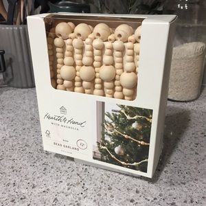 Hearth & Hand 12' Natural Wood Beaded Garland-QTY 1